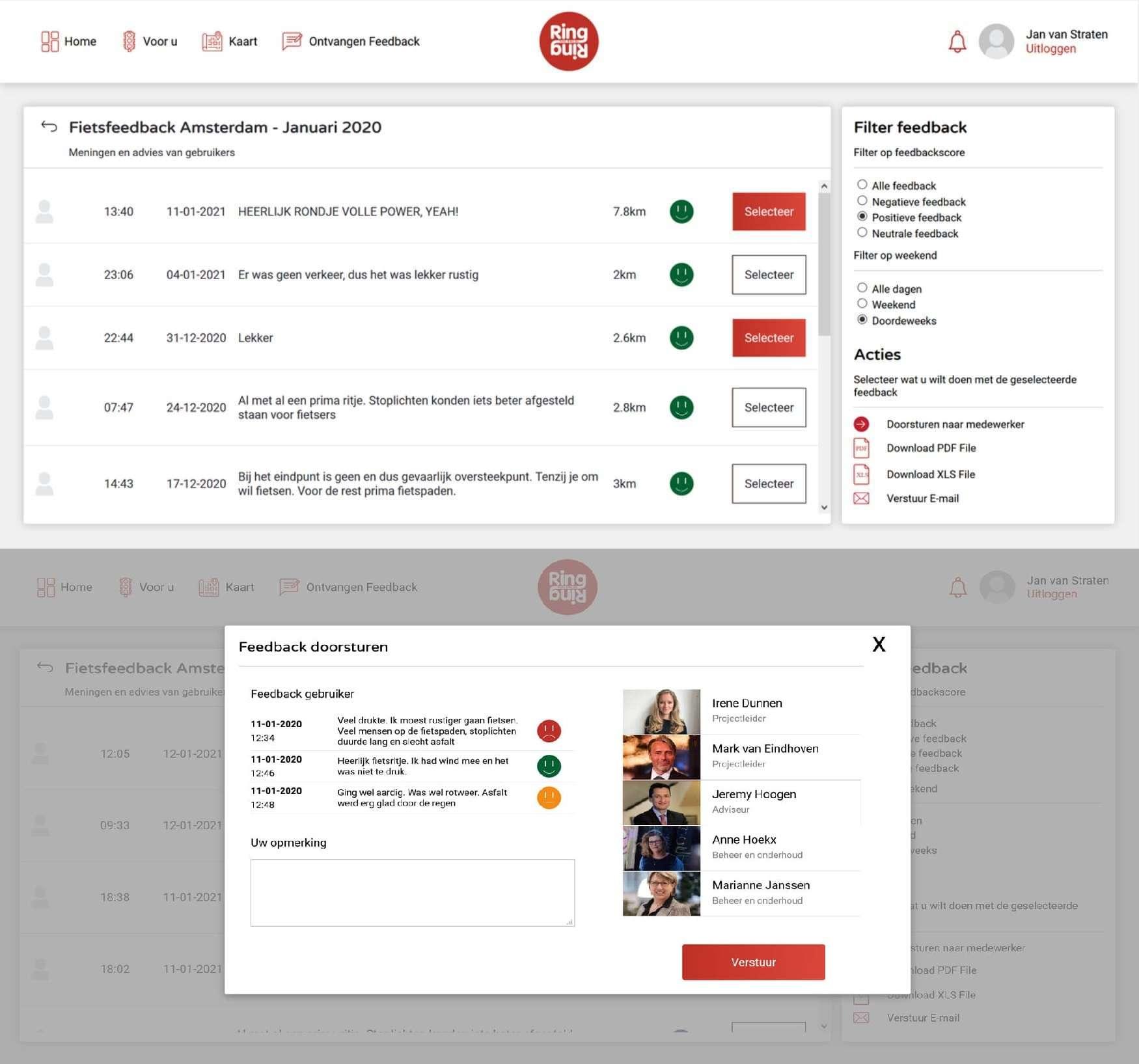 Feedbackpagina van het ring ring ontwerp