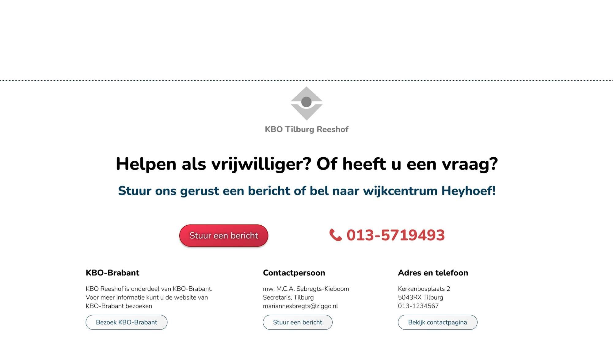 KBO Tilburg Reeshof helpmenu afbeelding